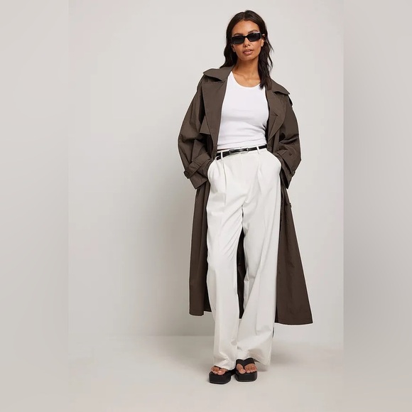 NA-KD Jackets & Blazers - NA-KD Chocolate Brown Oversized Fluid Trench Coat Rain Jacket Euro 34 XS S